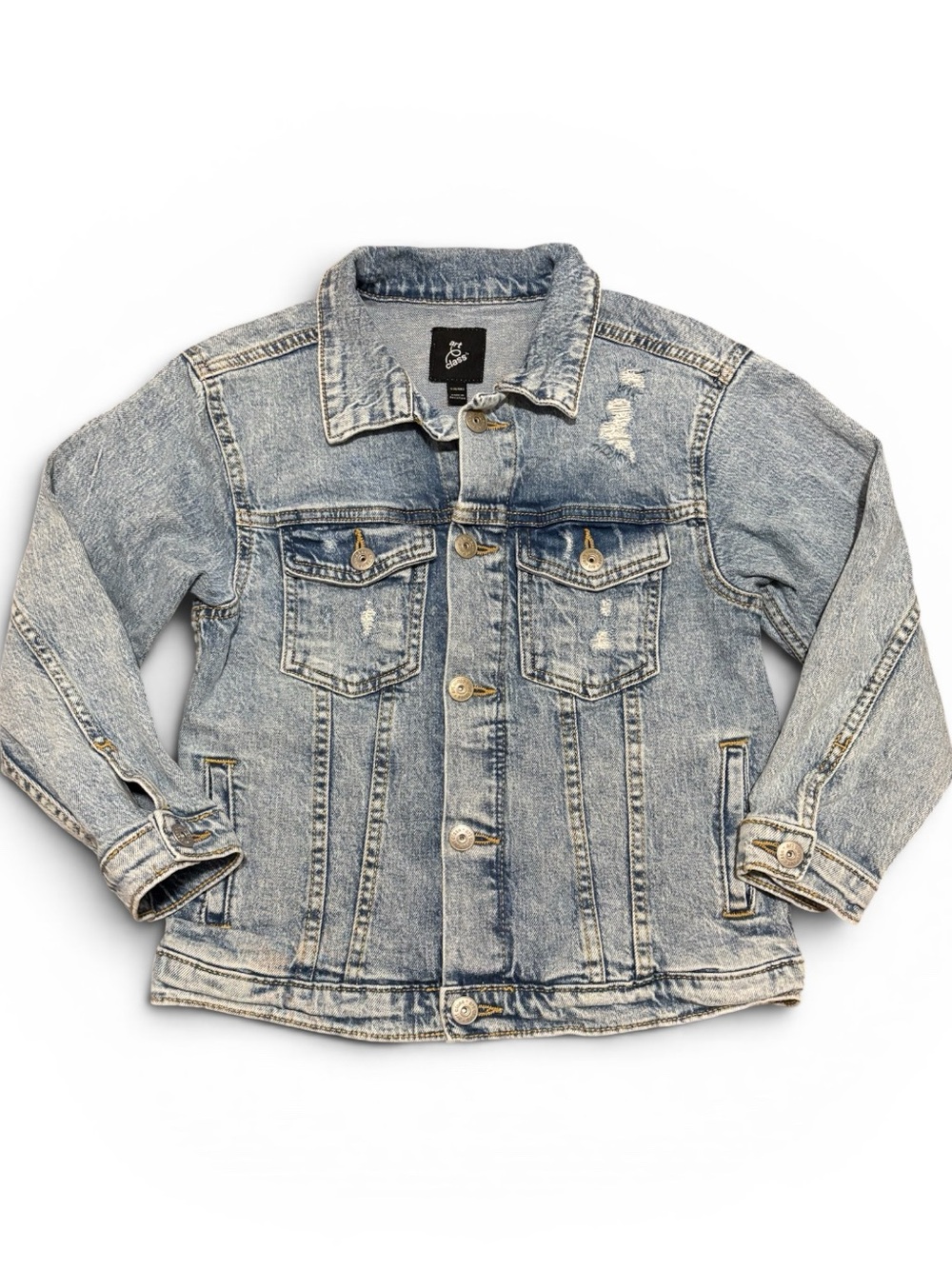 Kids Art Class Denim Distressed Light Blue Jacket, size 6/6X